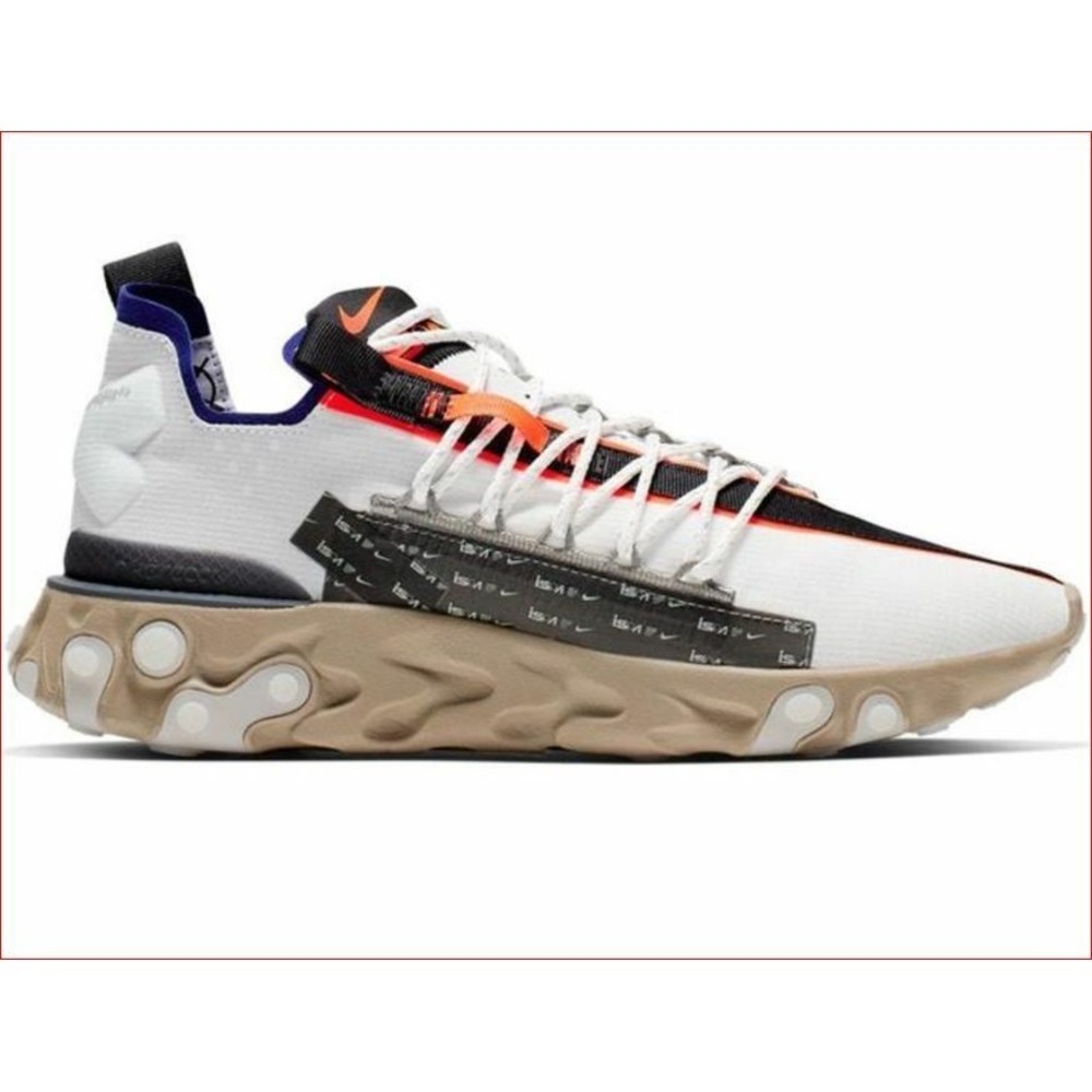 Nike ISPA React Runner Low Sneakers White Orange AR8555-100 Mens 4 Womens 5.5